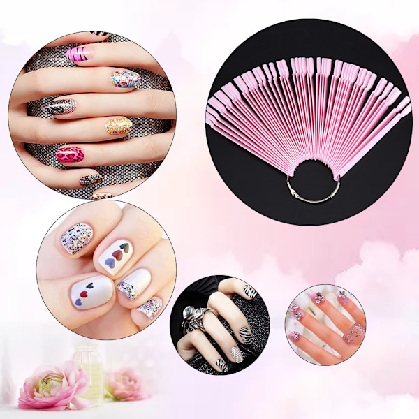 50 st/påse Falska nagelspetsar Stick Palett Swatch Manikyr Polish Gel Display Praktikverktyg
