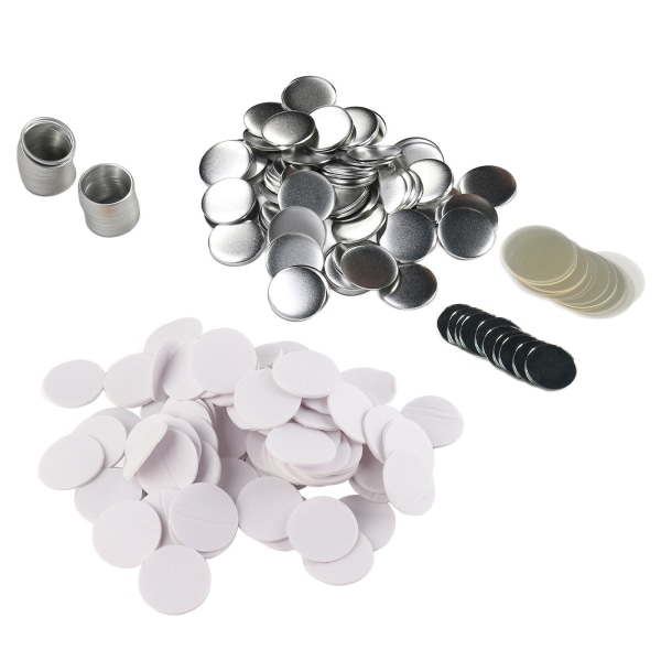 100 set 58 mm spegel runda knappar delar DIY blank rostfri plåt Tillbehör för hantverk