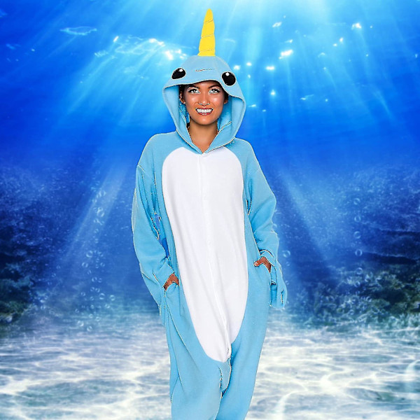 Funziez Voksen Dyre- og Havdyr Plysj Cosplay Kostyme Stor Narhval