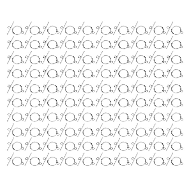 100 set med växelslås i legering 2 mm OT-spänne DIY-smyckestillverkningstillbehör för halsband armbandSilver