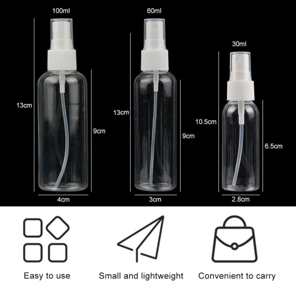 6st Transparent presstyp Tom sprayflaska Tonervätskeförvaringsbehållare för resor