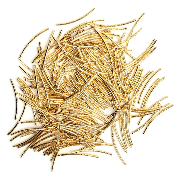 200 st krökta nudlar rör distanspärlor långa eleganta twist DIY smycken gör tillbehör guld