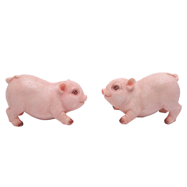 2 stk Landskap Hagemønster Gårdsplass Resin Høy Simulering Smågris Dekorasjon Dyr Gris Ornament
