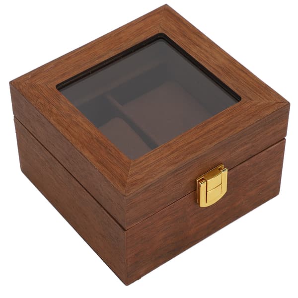 Træ Urkasse 2 Slots Clamshell Ur Opbevaringsboks Organizer Sort Valnød Farve