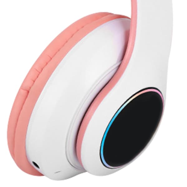 Vikbara Bluetooth-hörlurar HiFi Glödande Effekt Lätt Bekväm Söt Trådlöst Headset Rosa
