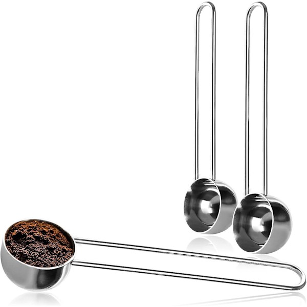 Sæt med 3 kaffemåleskeer i rustfrit stål til te, cappuccino, kakao og espresso