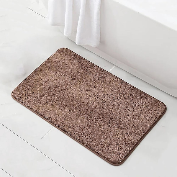 Bademåtte, Skridsikker Bademåtte 50 * 80CM, Blød og Fluffy Mikrofiber Badeværelsestæppe, Brun