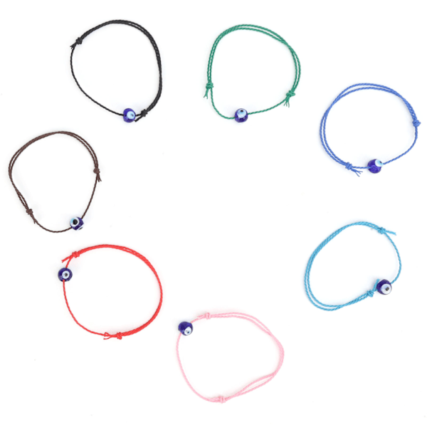 7 st Delikat Armband Justerbar Färgglad Handvävd Turkisk Blå Öga Lycka Armband Rep för Män Kvinnor Present