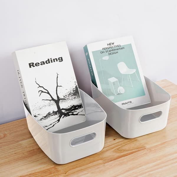 (20,5x 14 x 7 cm) - White plastic storage box - 5 pcs, room organizer, storage basket for home and office, suitable for