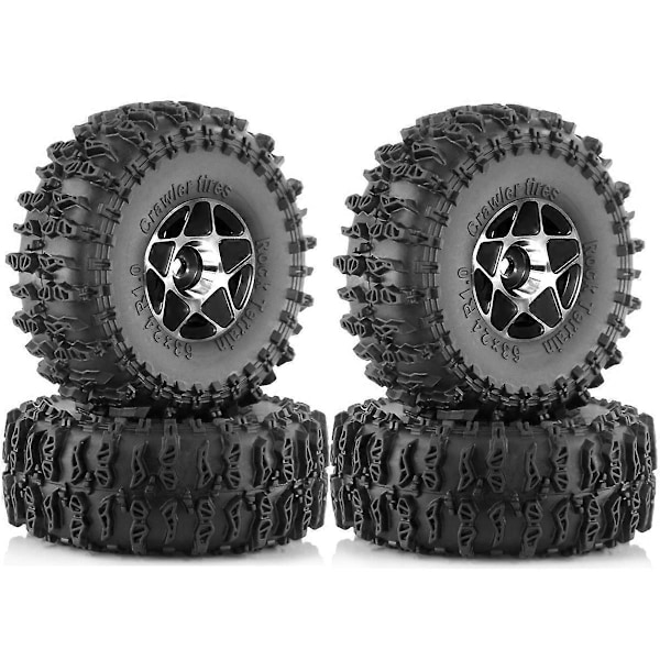 4 stk. 63 mm 1,0 tommer Beadlock hjuldæksæt til 1/18 1/24 RC Sort