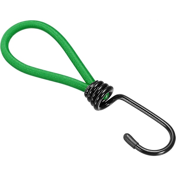 Elastisk snodd med krok - Presenning Gummiband Rep Fästning Tält Tillbehör, Används för Utomhus/Camping/Vandring (6\" Längd, Grön)