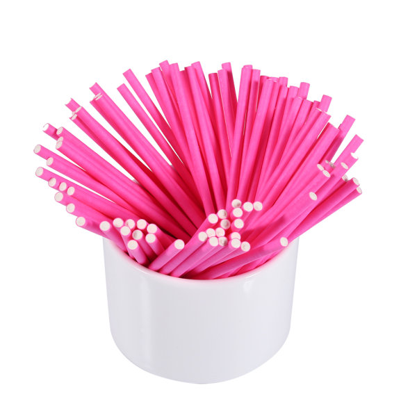 100 st/ set Färgglada Lollipop Sticks Cake Pop Sticks för Candy Choklad 10cm Rosa