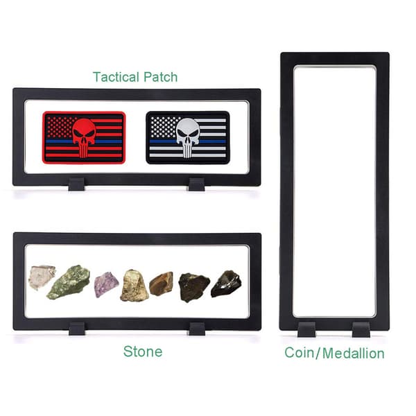 3D flydende displaystander med to baser til medaljon, antik mønt, skrivebordsdisplaystander