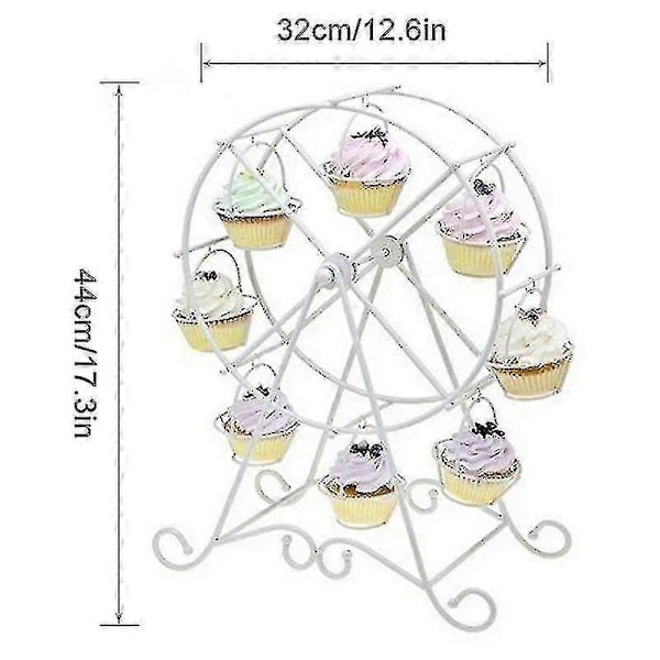 Roterende Pariserhjul Dessertserver 8 Cupcakes Serveringsbakke Karneval Cirkus Tema Rustfrit Stål Zekai Sølv