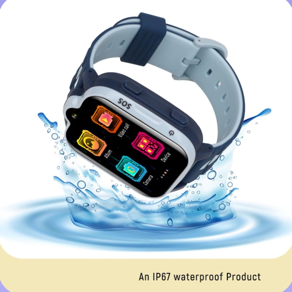 Blå 4G Kids Smartwatch - GPS-positionering, videosamtal, IP67 vattentät, pekskärm Blue