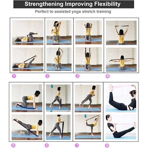 Justerbar yogamattarem för tonåringar - halkfri bomullsbabybärsele för yogamatta, pilates och aerobicsövningar
