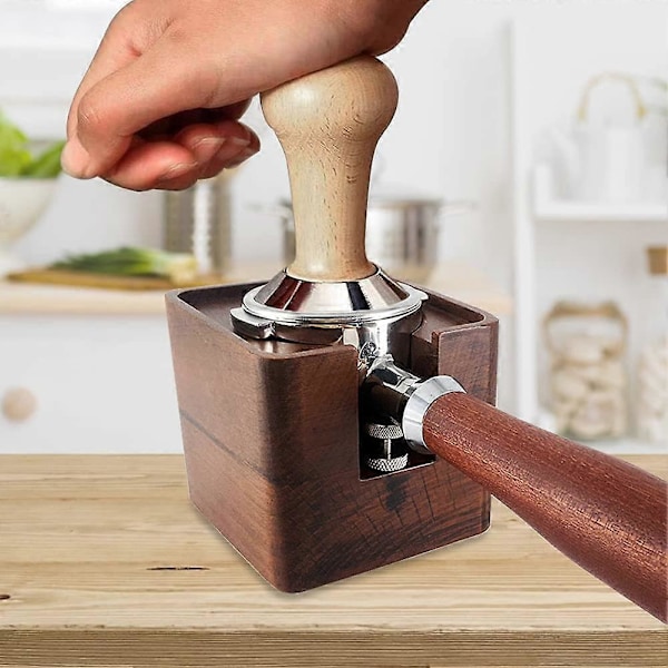 Kaffe tamper station, træ espresso tamper måtteholder, træ base til tamper evident station, espresso tamper måtte, egnet til 51/53/54/58 mm tam