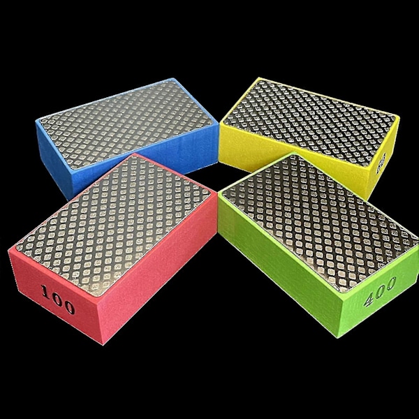 Diamant Håndpoleringspute 4 Stk 9x5.5cm Korning 60# 100# 200# 400# Slipeklosser4