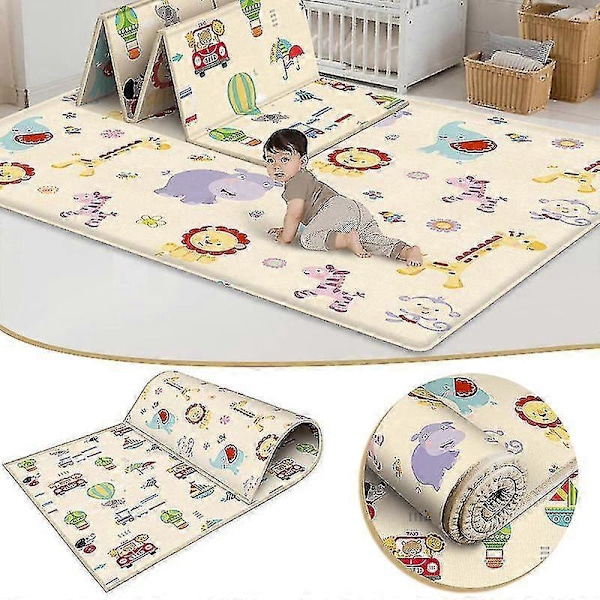 Krypmatta för bebisar Vattentät Tjock Lekmatta Stor Rektangulär Barnmatta Med Tecknat Mönster Zekai 180*150*0.5cm