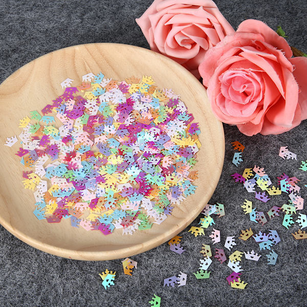 60g/påse Färgglada paljetter Födelsedag Bröllopsfest Konfetti Nageldekor DIY Material Tillbehör Liten krona