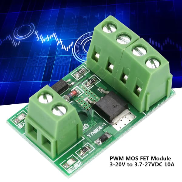 MOS FET Driver Modul Høy Effekt PWM Bryter Kontrollkort 3-20V til 3.7-27VDC 10A