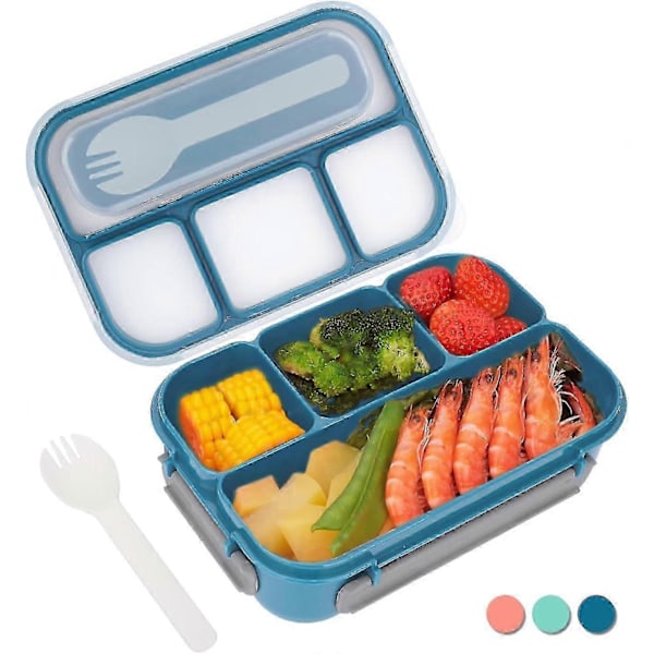 Bento Boks Voksen Frokost, Lækagesikker Bento Madkasse til Børn, Opvaskemaskine, Fryser Sikker BPA-fri blå