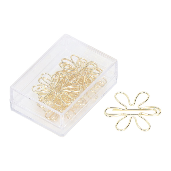100 stk Sjove Planner Clips Innovativt sødt design Antirust galvaniseringsproces Guld papirclips til kontor Hjemmeskoleblomst