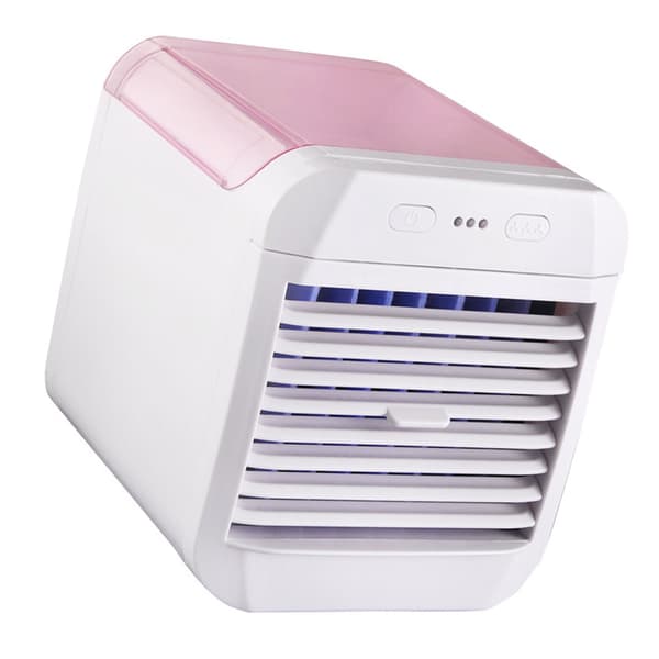 Bærbar Aircondition Mini Køleventilator Luftkøler 3 Vindhastigheder Skrivebords USB-drevet Luftfugter Natlys Ventilator Pink