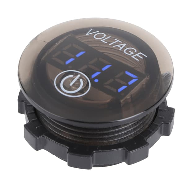 Universell LED DC Digital Voltmeter Spenningsmåler Bilbatterimåler 12‑24V m/ Berøringsbryter Blå