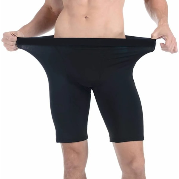 Kompressionstights med hög elasticitet, sval, snabbtorkande och andningsbar, herrshorts för träning, löpning, ridning, svart, L