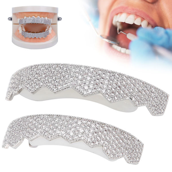 Tänder Set Herr Hip Hop Tänder Grillar Iced Out Punk Kvinnor Tänder Dekoration Argent