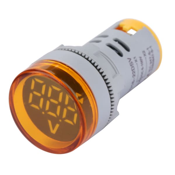 LED Voltmeter Signallys Digital Display DC Spenningsmåler Indikator Rund Lampe Tester (Gul)