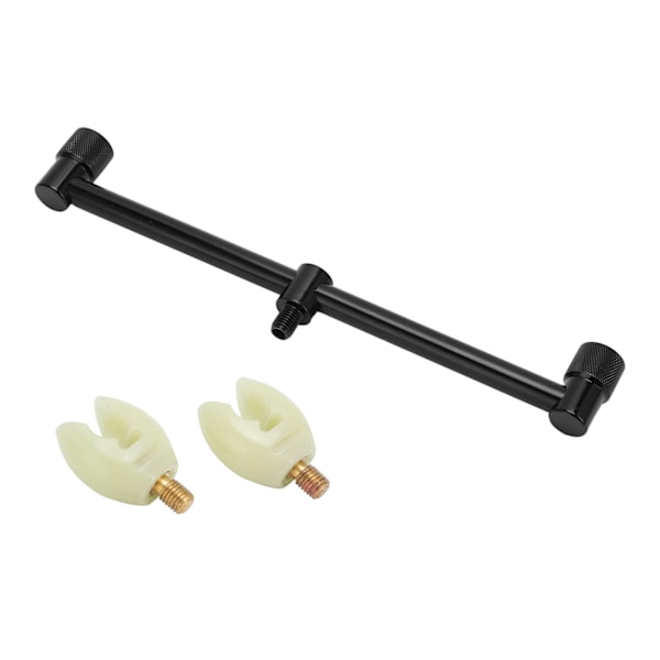 Karpefiske Stangstøtte Buzz Bar med Lysende Hode Aluminiumlegering Fiske Buzz Bars Tilbehør (25cm Brakett 2 Hode)