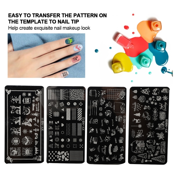 Nail Stempling Plater Sjablonger Mønster DIY Nail Printing Stempling Mal Manicure Tool09-12