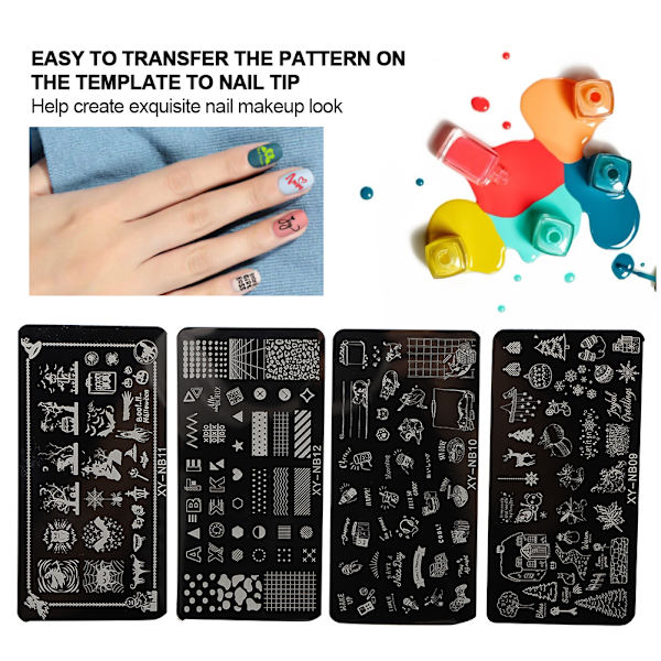 Negle stempling plader Stencils Mønster DIY Negle Printing Stempling skabelon Manicure Tool09-12