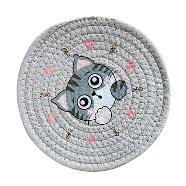 18 cm husholdningsbord varmeisolerende gryteunderlag rund plate varmeisolerende matte varmeisolerende plate matte lysegrå katt