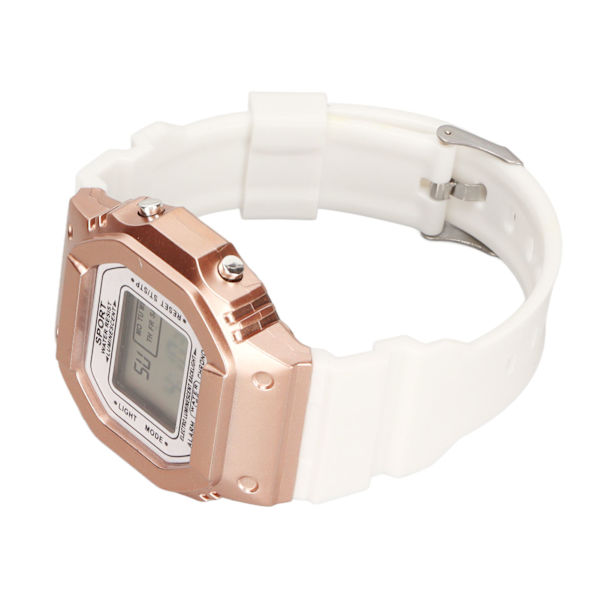 Elektronisk watch Vattentät Casual Snygg digital watch med ljus för män Kvinnor Studenter Vit roséguld