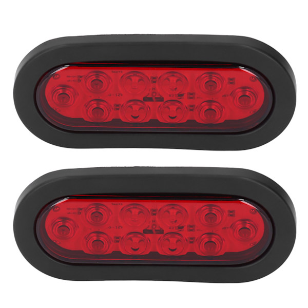2 kpl LED-merkkivaloa, vedenpitävä, soikea, punainen, 12 V:n takavalo, rekka-, vene-, perävaunu- ja matkailuautokäyttöön