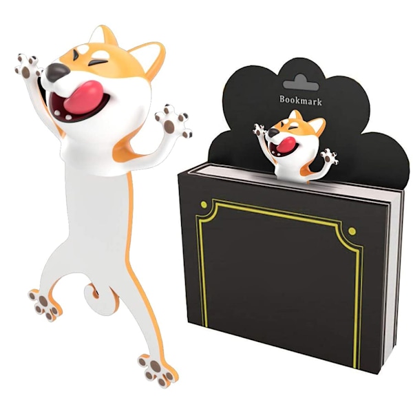 Hauska 3D-sarjakuvaeläinten kirjanmerkki Sarjakuvaeläinten kirjanmerkki litteällä vartalolla Lahja lapsille Tytöille Shiba Inu