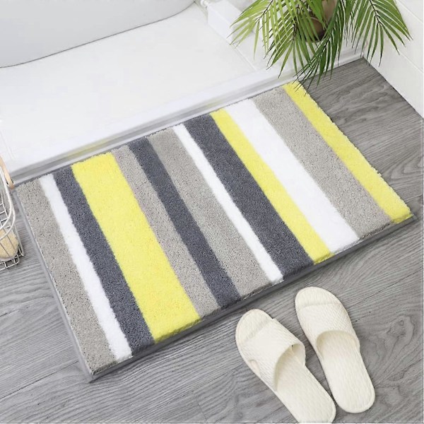 Maskintvättbar Halkfri Badrumsmatta 40x60x3cm, Ultra Mjuk Absorberande Förtjockad Duschmatta Mikrofiber Badrumsinredning, Gul