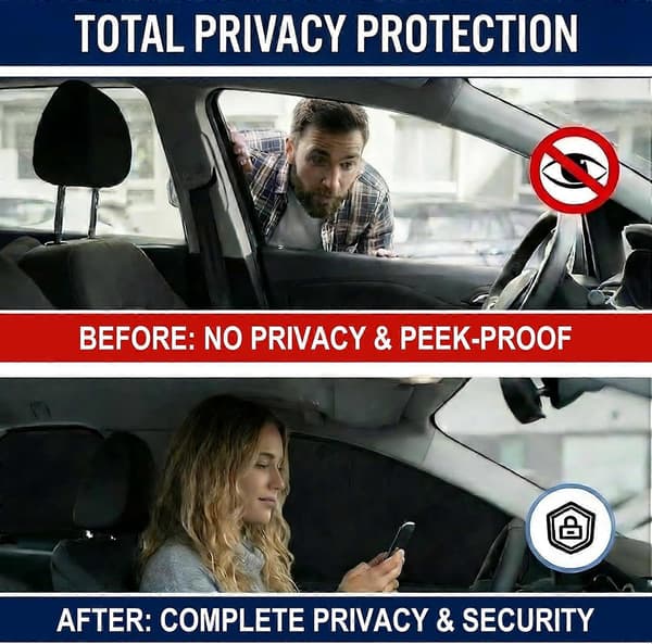 Car Window Shades - 4 Pcs Car Curtains for Privacy - 100% Light Blocking Car Window Cover - Magnetic Side Window Sunshade Keeps Cool for Breastfeeding