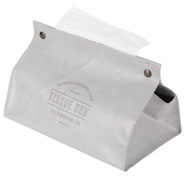 PU Læder Originalitet Tissue Box Desktop Tissue Organizer til Soveværelse Stue Grå