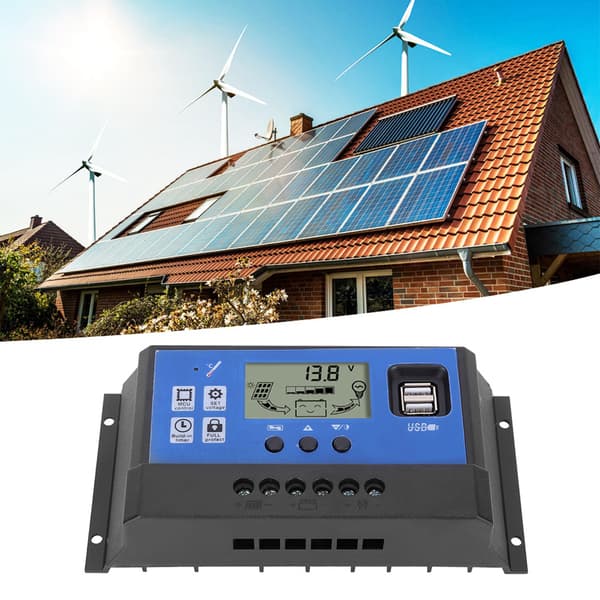60A 12/24V LCD-skærm Gadelampe Intelligent Solar PWM Dobbelt USB-controller