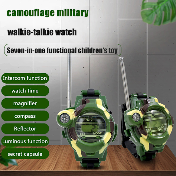 Barn Walkie Talkie Multifunktionell Walky Talky Klocka med Ficklampa Barn Utomhusspel Intercom Leksakspresenter för Pojkar Flickor