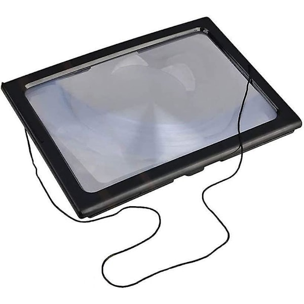 Håndfri A4 fullside forstørrelsesglass med 4 LED-lamper, 3x forstørrelseslinse - Ideell for eldre og svaksynte