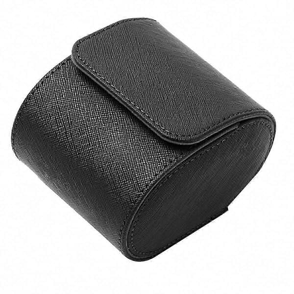 Vintage Læder Ur Rulle Etui - Bærbar 1-Rum Rejseopbevaringsboks Organizer Sort Black