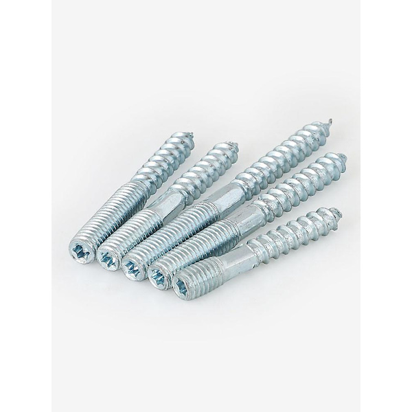 10-pack 10x80 mm dubbelgängad skruvbult för metall/trä med eller utan plugg, förzinkat stål Silverfärg