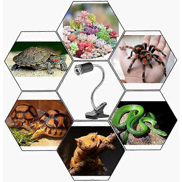 Reptil Lampe Opvarmet Skildpaddelampe med 360 Graders Rotation Lang Base til Reptiler og Padder