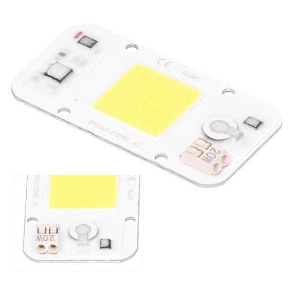 20W/30W/50W 220V LED COB Chip lampepanel Svejsefrit hvidt varmt lys fuldt spektrum (hvidt lys 20W)