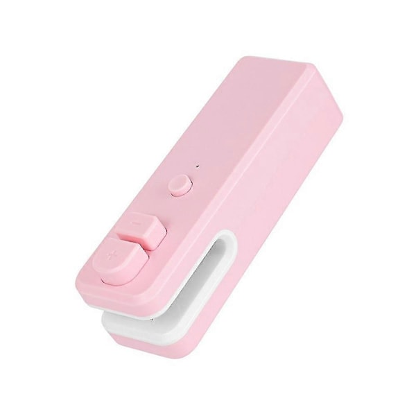 Mini Håndholdt Poseforsegler for Chips, 2 i 1 Mini Poseforsegler med Kutter og Magnet, liten Vakuumforsegler for Plastposer, Snackposer - JRSZ Rosa
